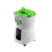 White Pusun PP Mini automatic machine top right view with green pickleballs on top