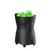 black Pusun PP Mini pickleball launching machine back view with green pickleballs on top