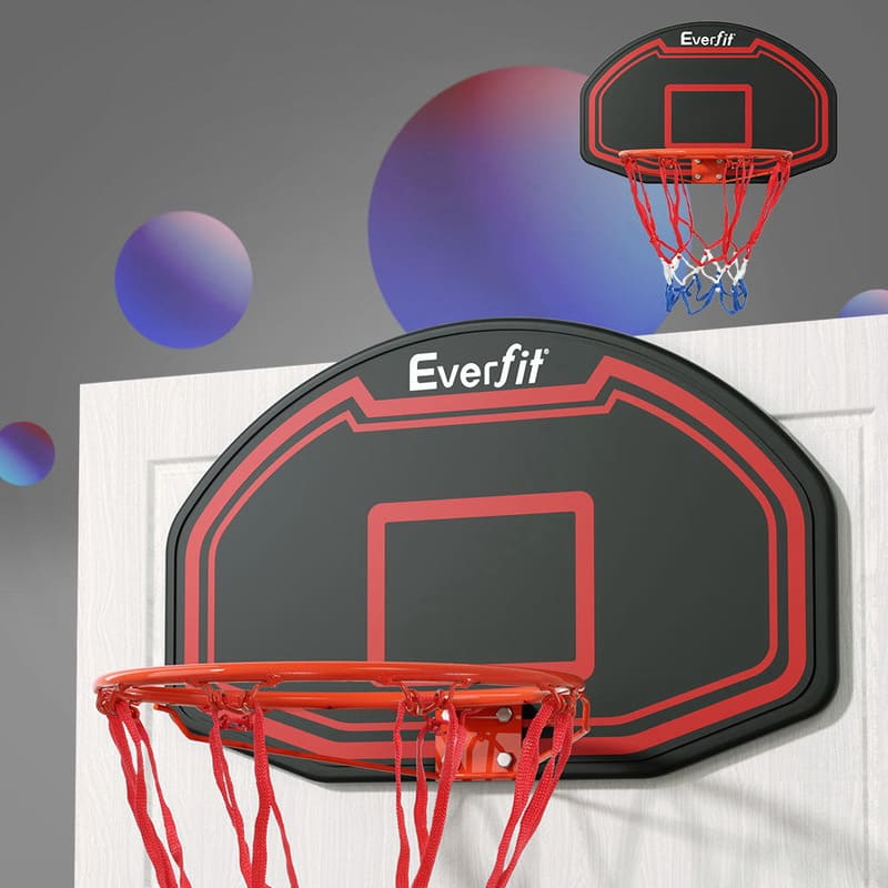closeup views of Everfit 38 inch Basketball Backboard in black and red
