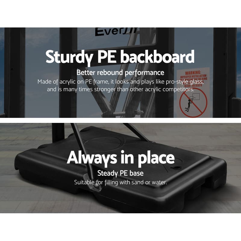 photo explaining the performance and firmness of everfit 44 inch basketball stand system