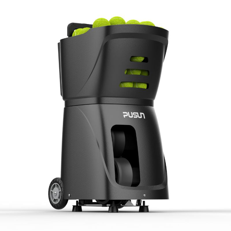 pusun PT Smart tennis launcher machine left corner closeup view