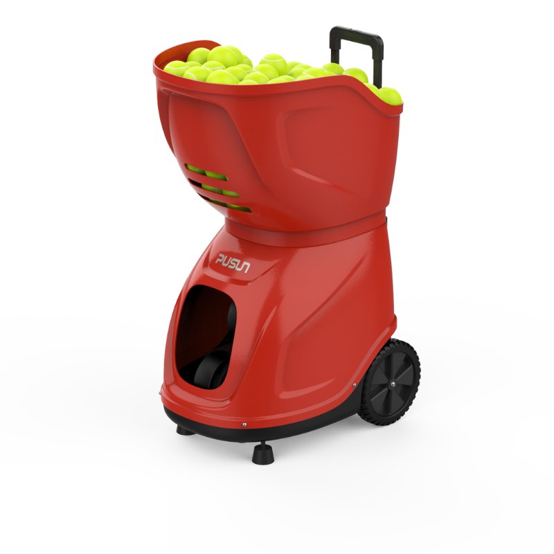 red color pusun pt 9001 tennis ball launcher machine right side view