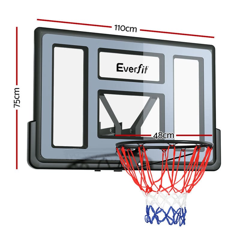 size dimension of Everfit 45 Inch Wall Mounted Basketball Backboard with hoop Ring Net